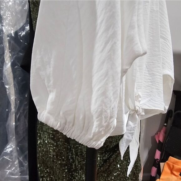 Three Eight Two White Blouse with Tie Front and Relaxed style - Picture 2 of 3